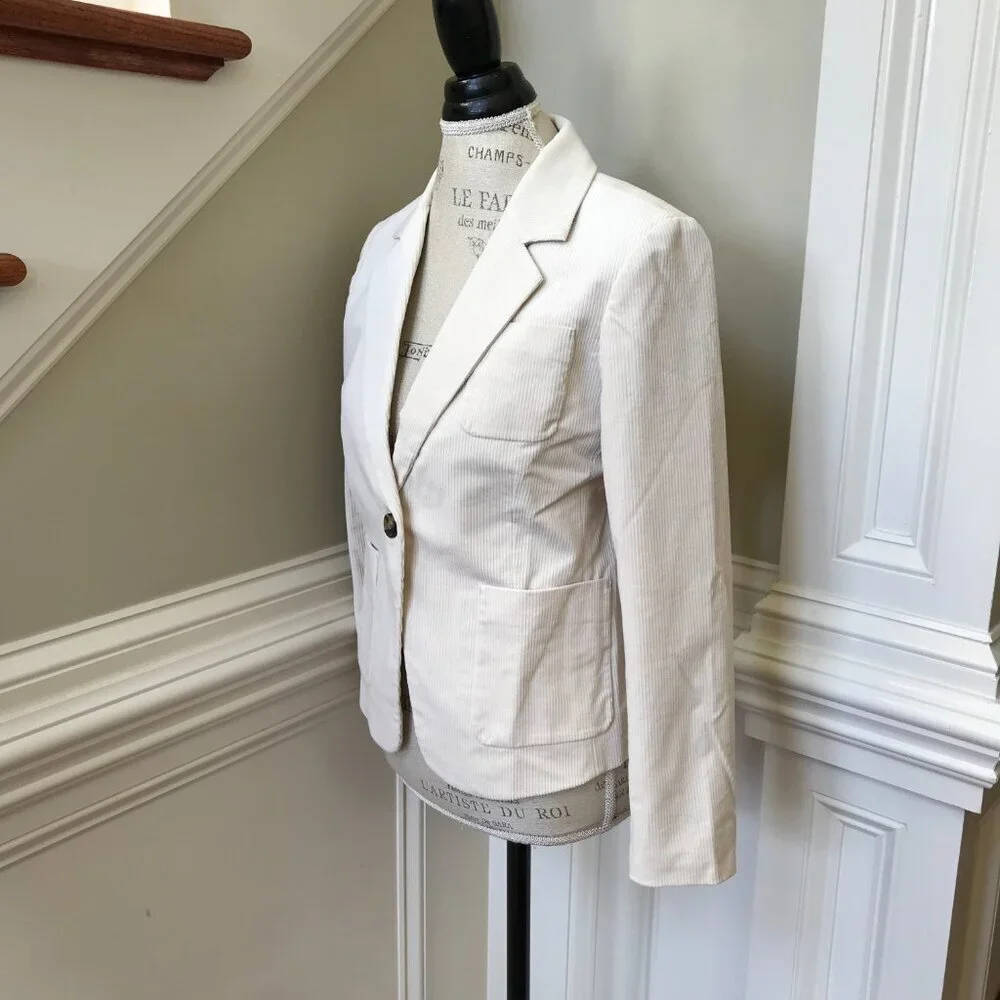 NWT JCrew Archie Corduroy Blazer Jacket Womens 6 Cream Ivory Patch Pocket BJ988